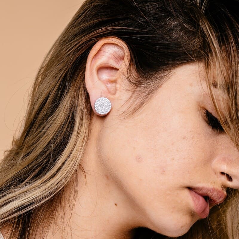 עגיל כסף פלטה עגולה