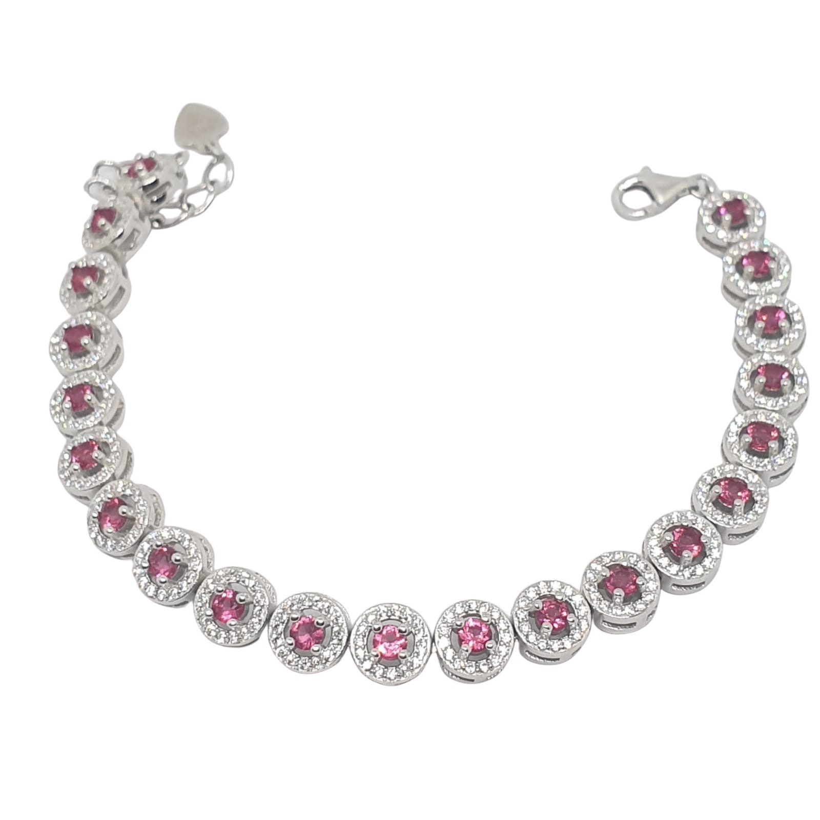 צמיד כסף לאישה זרקון ורוד