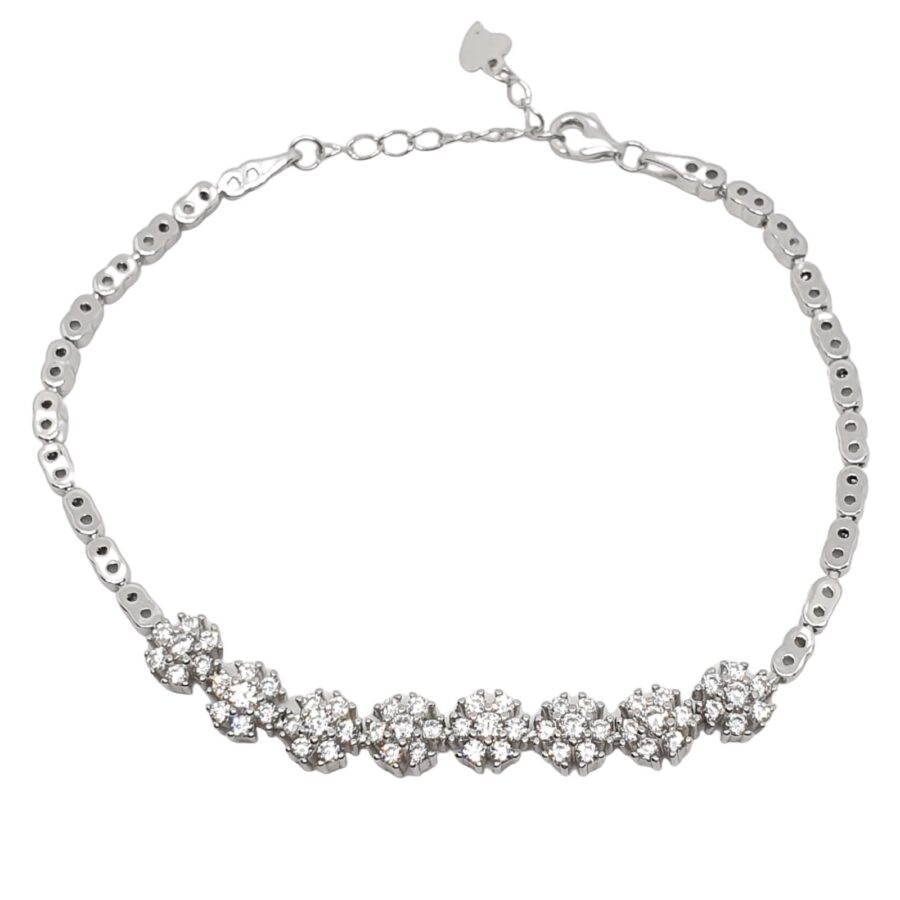 צמיד כסף לאישה חצי פרחים