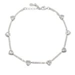 צמיד כסף לאישה טניס לבבות