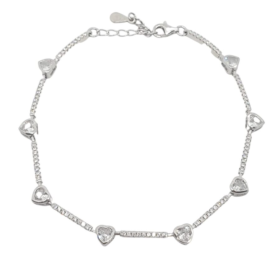 צמיד כסף לאישה טניס לבבות