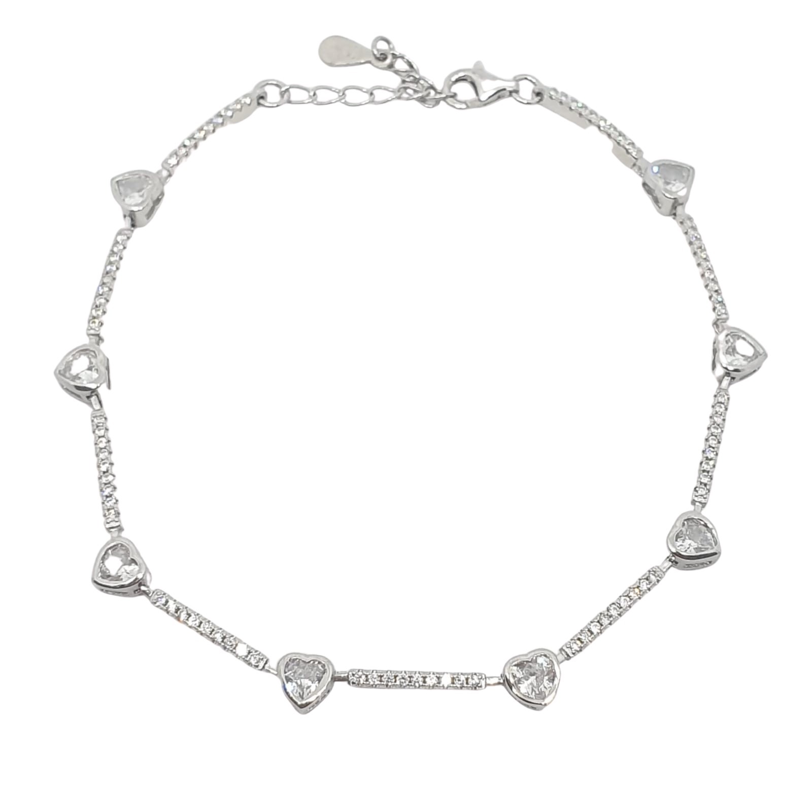 צמיד כסף לאישה טניס לבבות