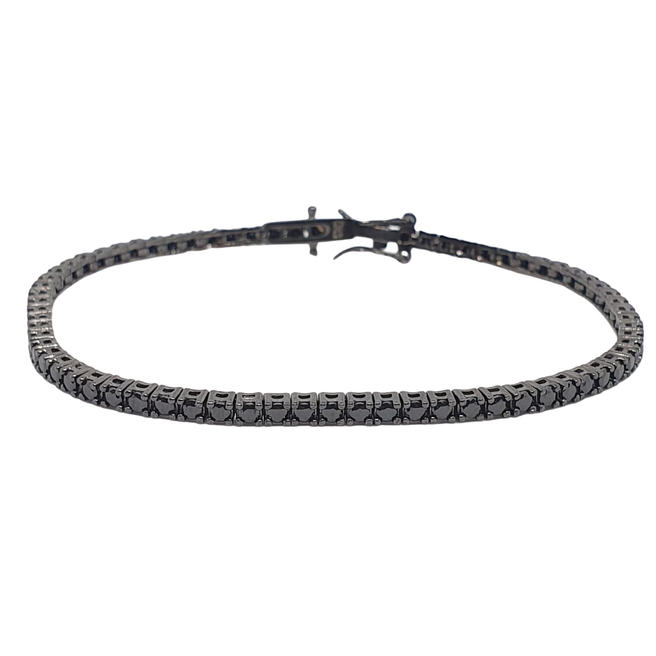 צמיד כסף לאישה טניס שחור