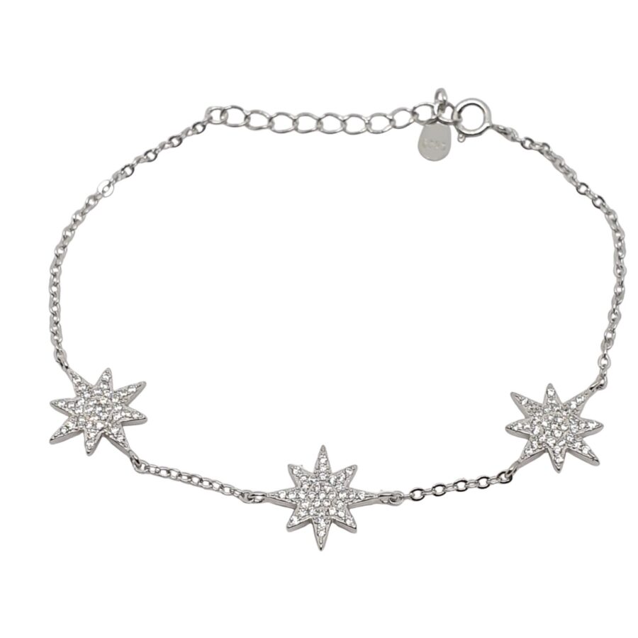 צמיד כסף לאישה כוכבים