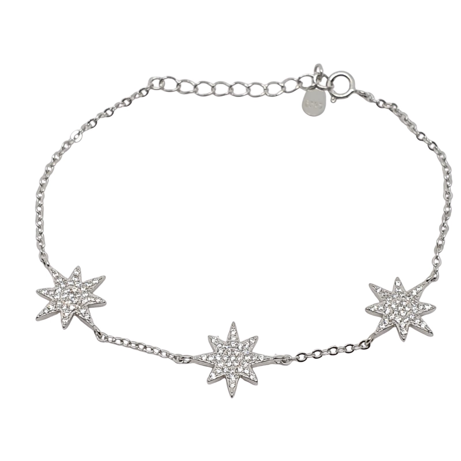 צמיד כסף לאישה כוכבים