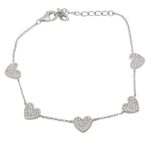 צמיד כסף לאישה לבבות