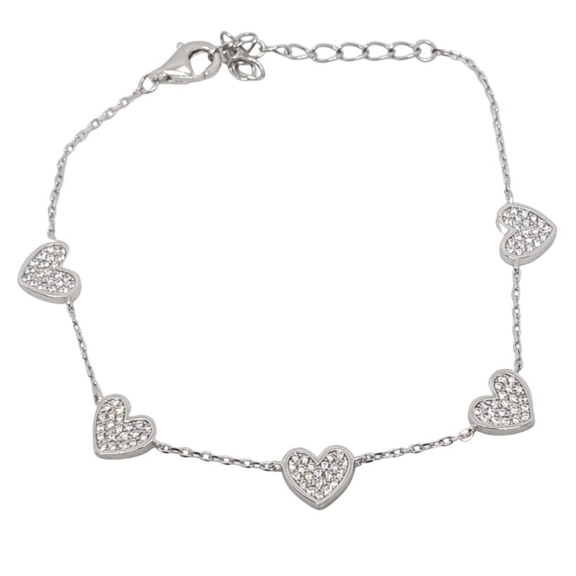 צמיד כסף לאישה לבבות