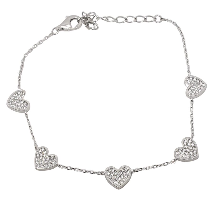 צמיד כסף לאישה לבבות