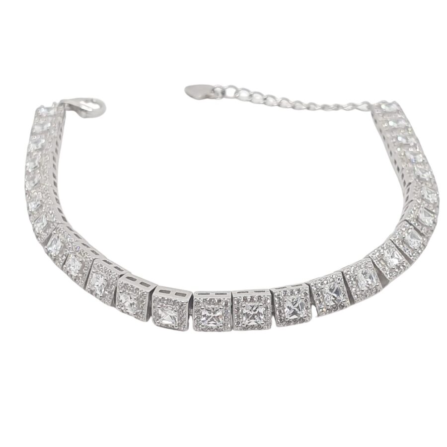 צמיד כסף לאישה סוליטר ריבוע