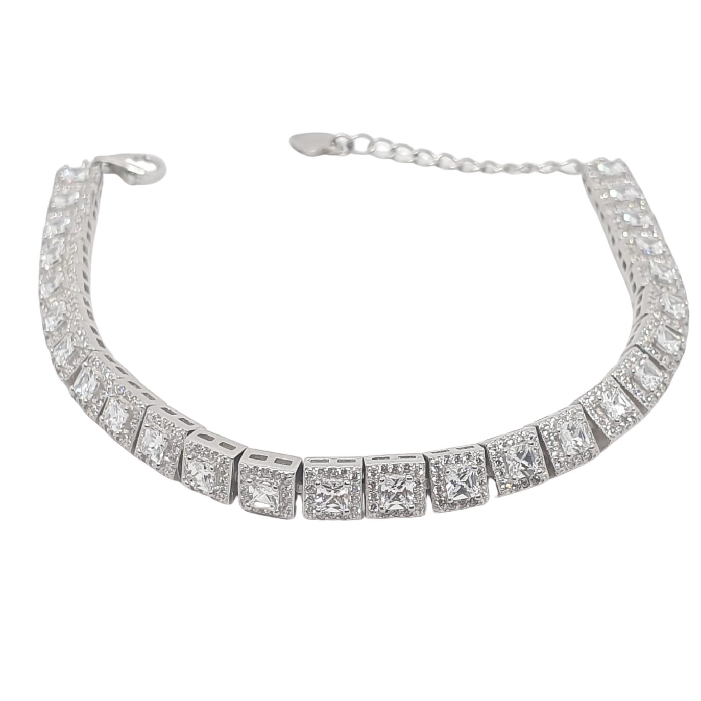 צמיד כסף לאישה סוליטר ריבוע