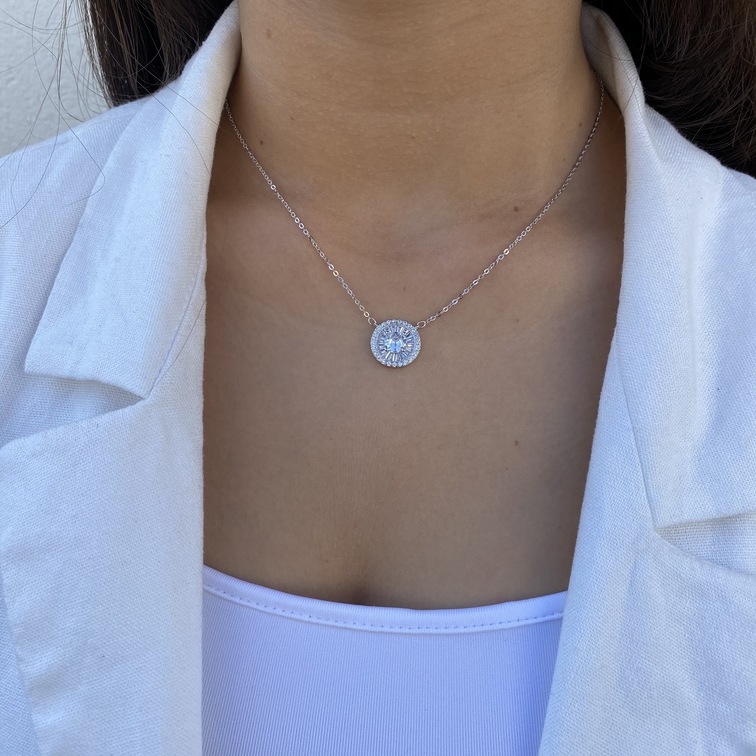 שרשרת כסף סוליטר עגול 1