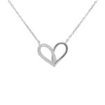 שרשרת לב חצי משובץ