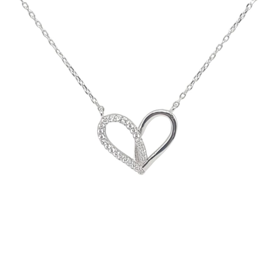 שרשרת לב חצי משובץ