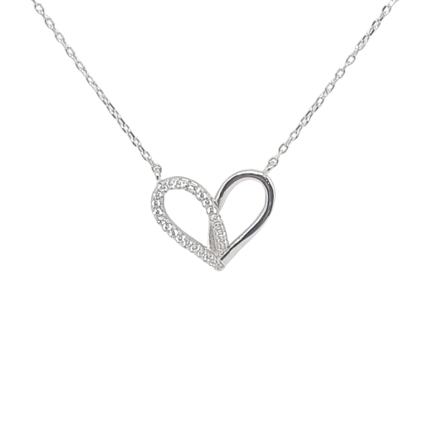 שרשרת לב חצי משובץ