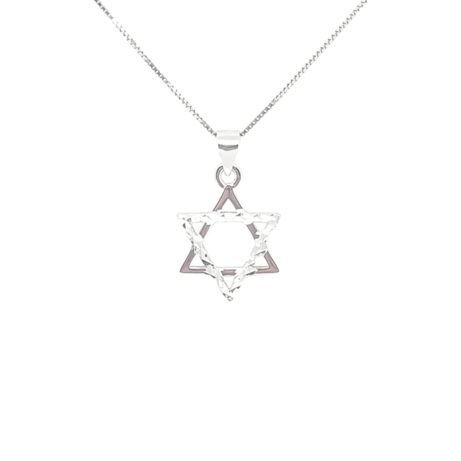 שרשרת מגן דוד חצי משובץ