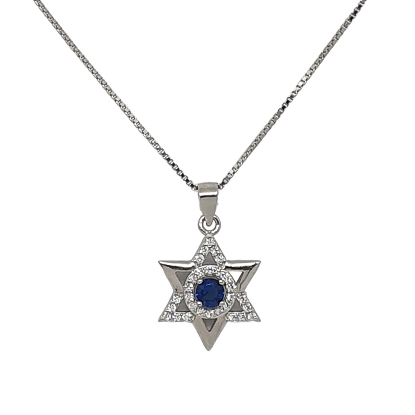 שרשרת מגן דוד עם אבן כחולה