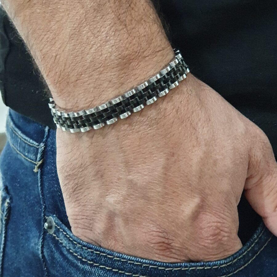 צמיד דיוויס שחור וכסף