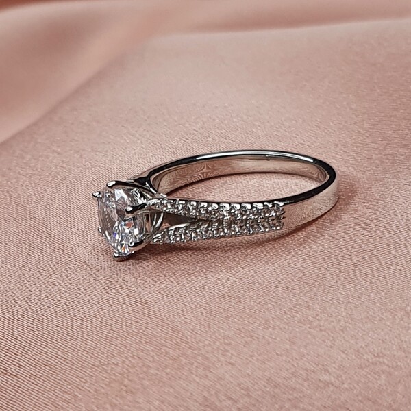 טבעת כסף 2 שורות סוליטר עגול 3