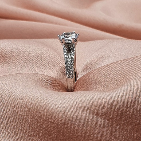 טבעת כסף 2 שורות סוליטר עגול 4