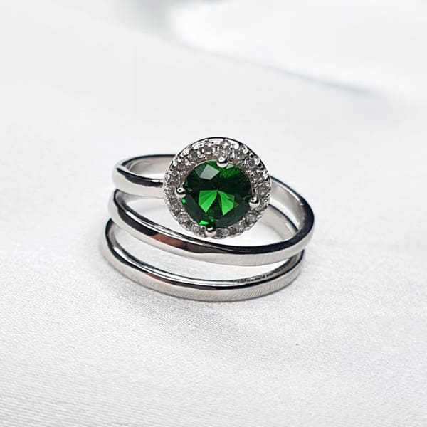 טבעת כסף אבן ירוקה 1