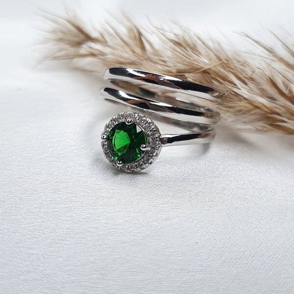 טבעת כסף אבן ירוקה 3 E1626008980616