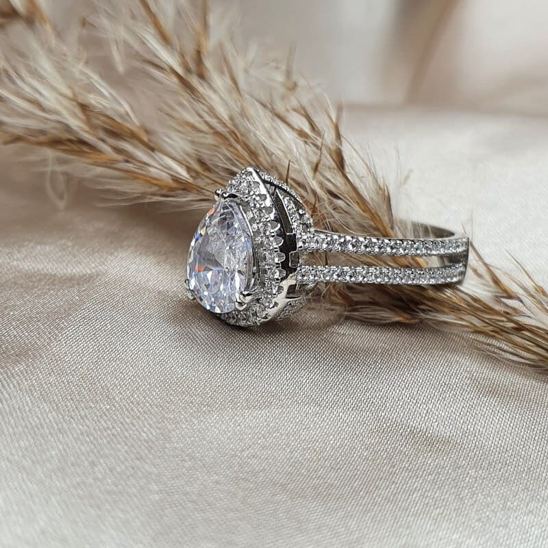 טבעת כסף טיפה 2 שורות 2 E1626002845846