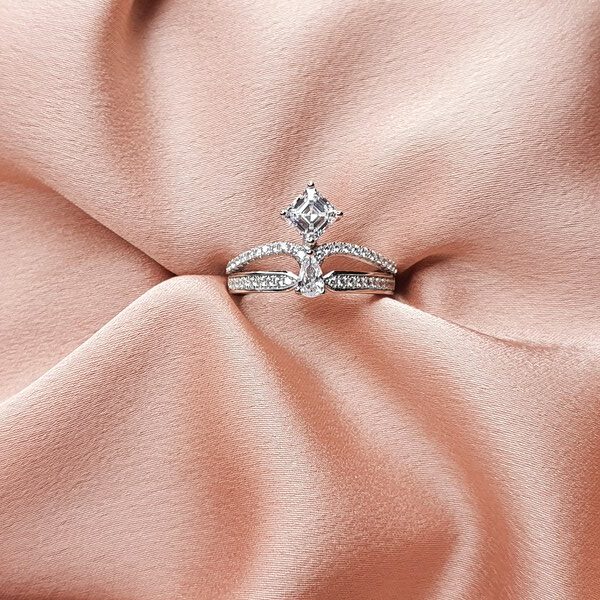 טבעת כסף כתר סוליטר 1 Rotated