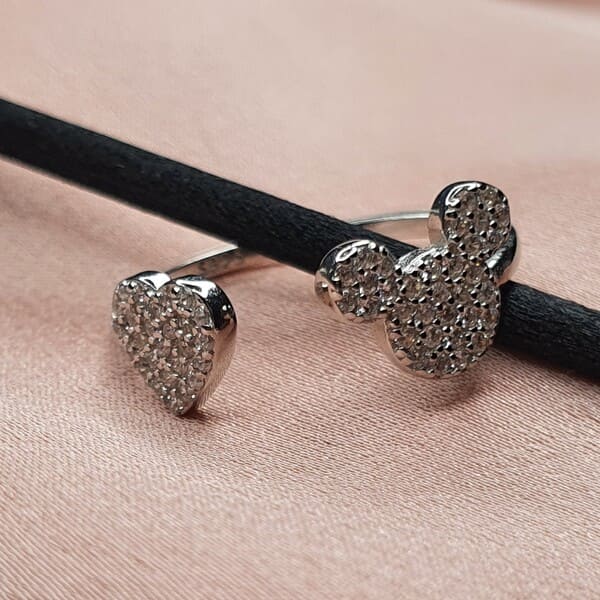 טבעת כסף מיקי מאוס ולב 5