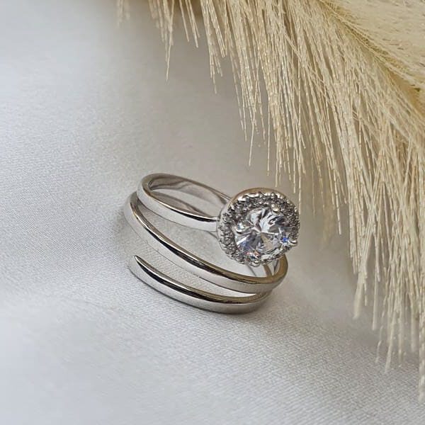 טבעת כסף מסולסלת עם אבן 3 E1626007107543