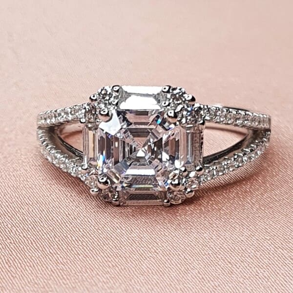 טבעת כסף סוליטר 2 שורות 1 1