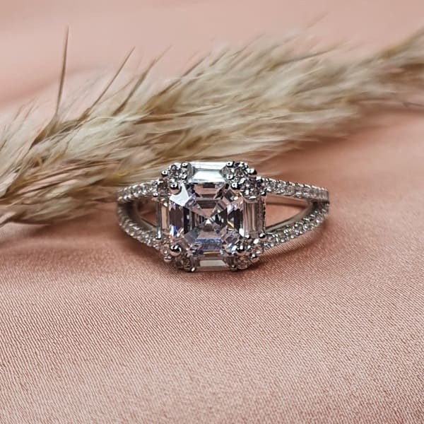 טבעת כסף סוליטר 2 שורות 2