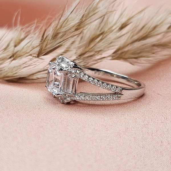 טבעת כסף סוליטר 2 שורות 4 1