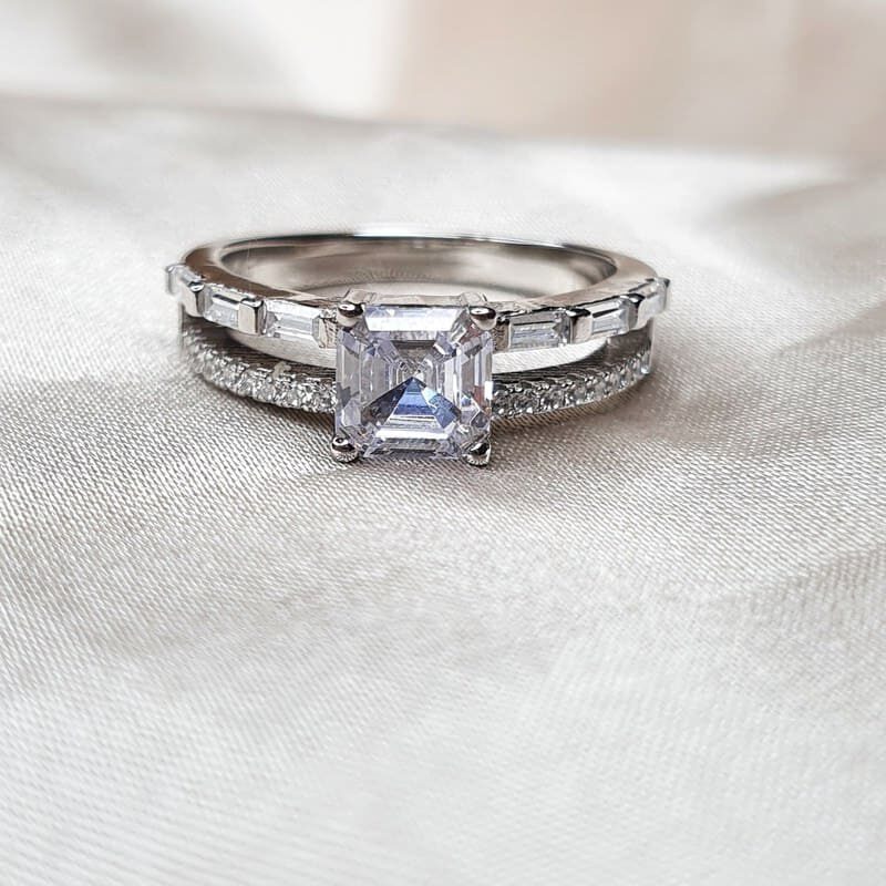 טבעת כסף סוליטר 2 שורות 4 E1625846705120