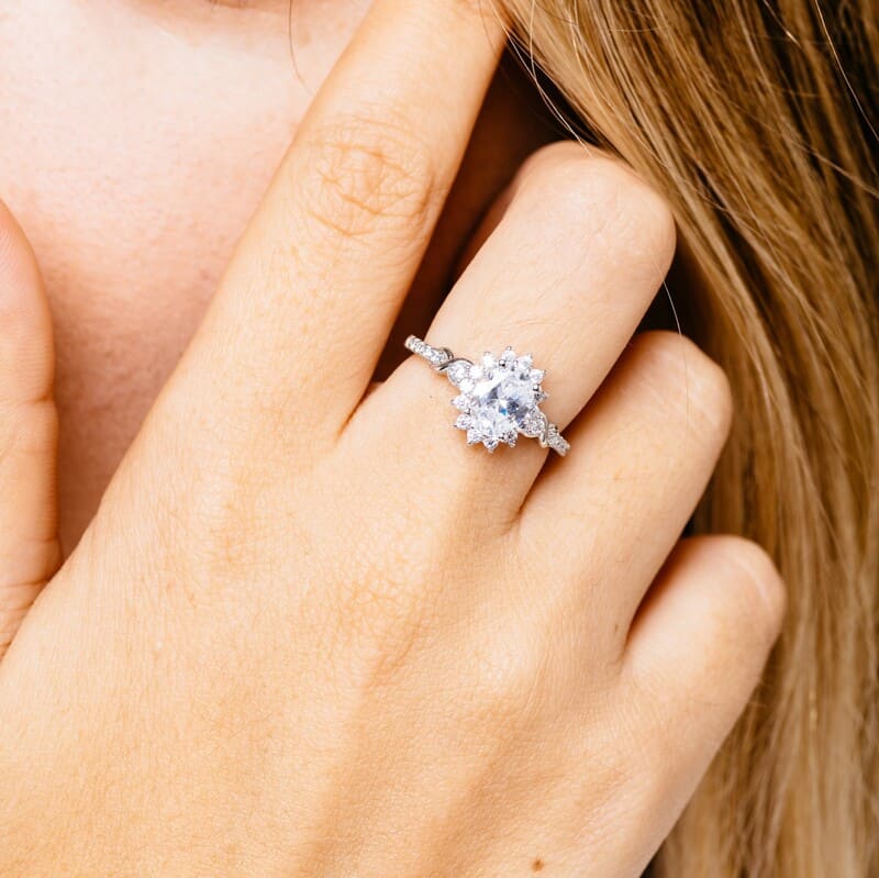 טבעת כסף סוליטר דיאנה