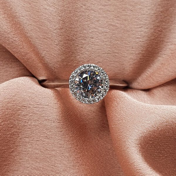 טבעת כסף סוליטר עגול 1 1 Rotated