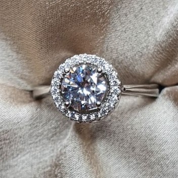 טבעת כסף סוליטר עגול 1 3