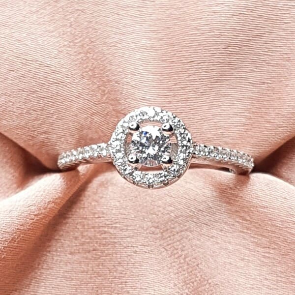 טבעת כסף סוליטר עגול 1