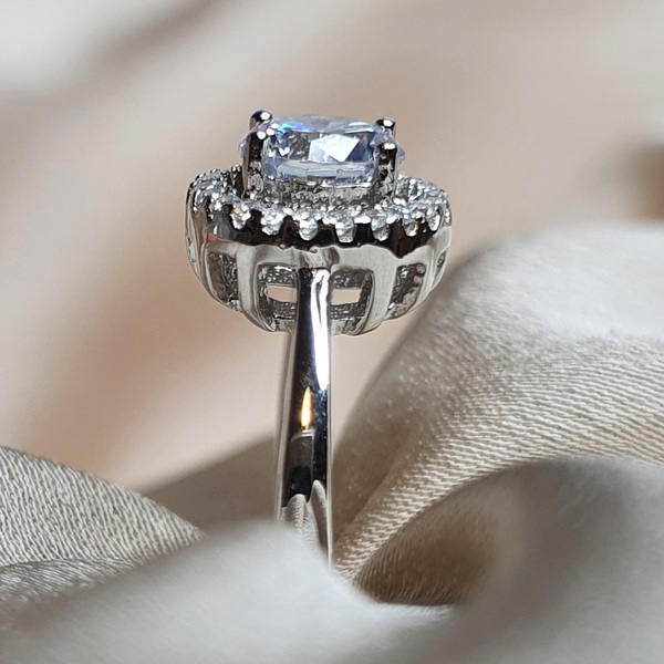 טבעת כסף סוליטר עגול 2 2