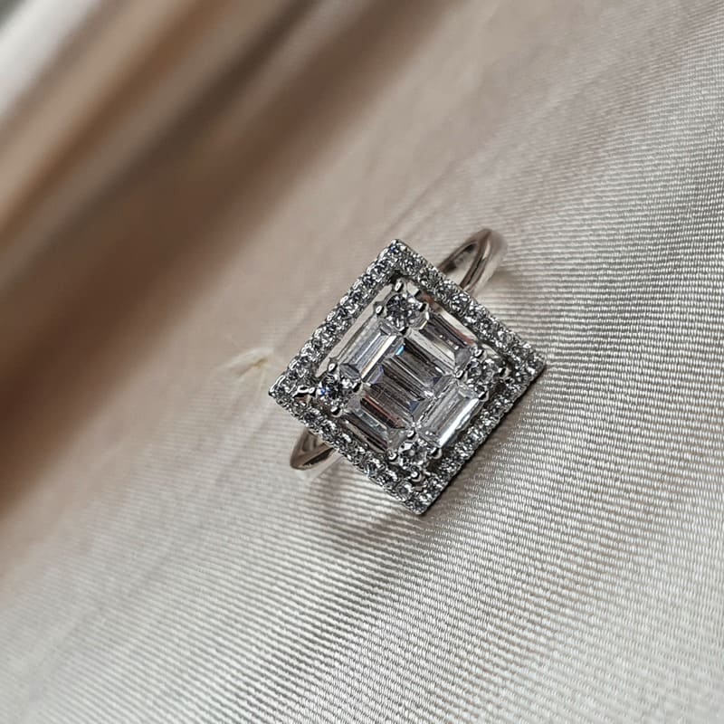 טבעת כסף סוליטר ריבוע 1