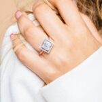 טבעת כסף סוליטר ריבוע משובצת