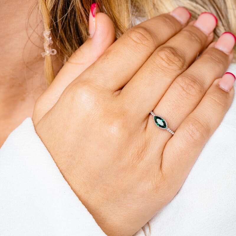 טבעת כסף עין ירוקה 3