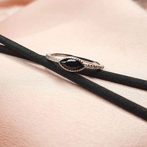 טבעת כסף עין שחורה 4