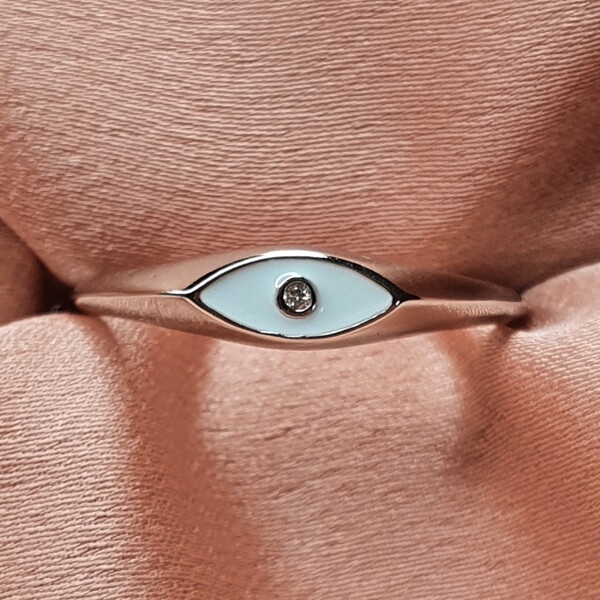 טבעת כסף עין תכלת 1