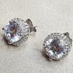 עגילי כסף סוליטר עגול 1