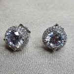 עגילי כסף סוליטר עגול 2