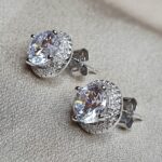 עגילי כסף סוליטר עגול 3