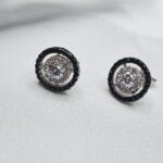 עגילי כסף סוליטר שחור 2 Rotated