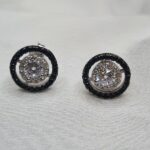 עגילי כסף סוליטר שחור 3 Rotated