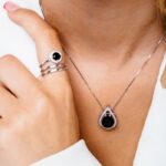 שרשרת כסף טיפה שחורה