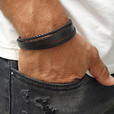 צמיד עור לגבר 3 שורות